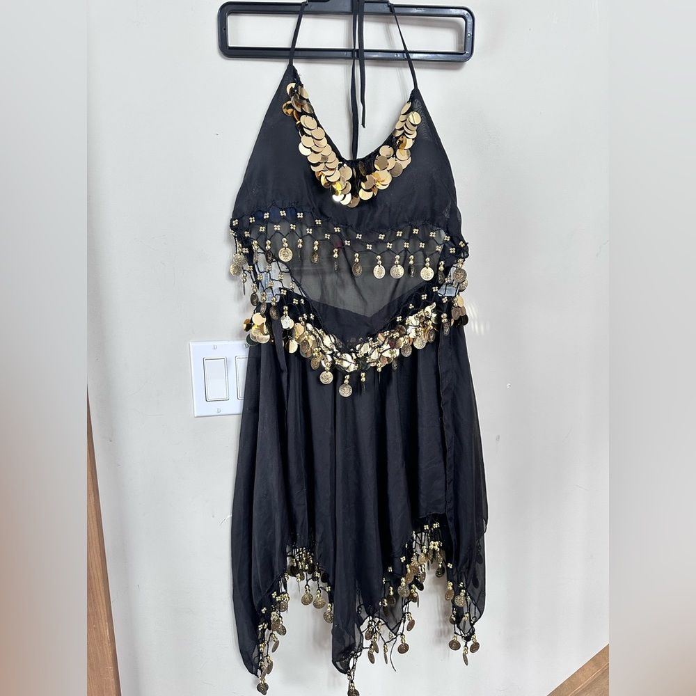 Black and Gold Belly Dance Costume Two pieces